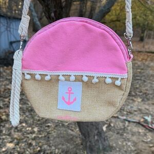 Chic Pink and Tan Anchor Crossbody Bag